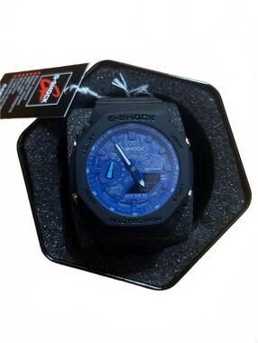 Casio G-Shock Black Watch with Blue Dial